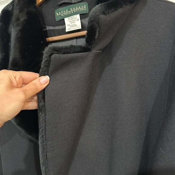 Harve Benard Faux Fur Wool Long Coat Size 14 - Picture 7 of 10